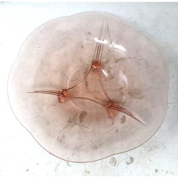 Beautiful Rose Carnival Glass Dish with Very Wide Scalloped Edge Rim -  Embossed - Picture 3 of 9